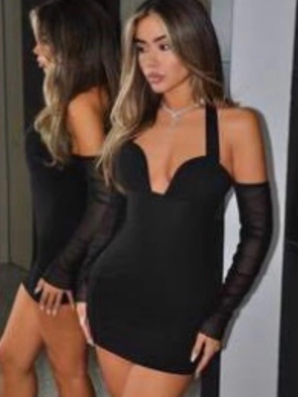 Black Strappy Sweetheart Mini Dress